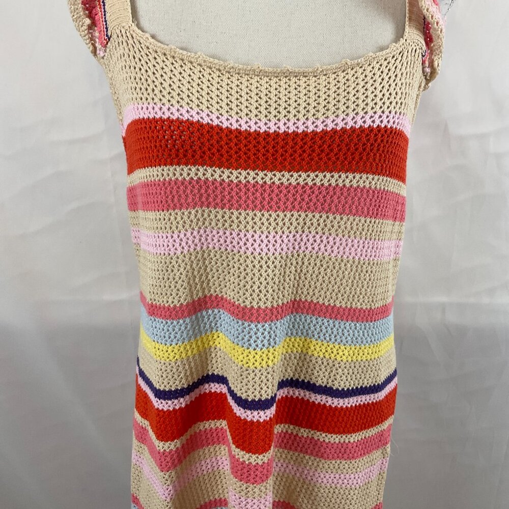 Rails Semi-Open Weave June Tan Multi-Stripe Dress… - image 4